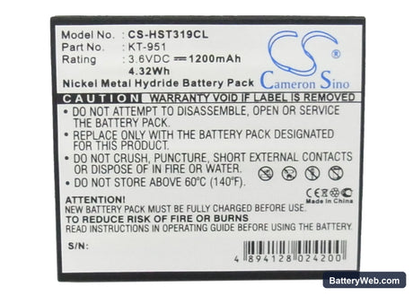 Kathrein KT951 Replacement Battery, 3.6V, 1200mAh, Ni-MH 5