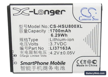 Hisense U8 Replacement Battery, 3.7V, 1700mAh, Li-ion 5