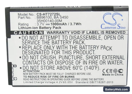 T-Mobile G2 Replacement Battery, 3.7V, 1000mAh, Li-ion 5