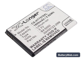 HTC 7 Pro Replacement Battery, 3.7V, 1600mAh, Li-ion 1