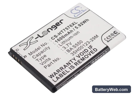 HTC 7 Pro Replacement Battery, 3.7V, 1600mAh, Li-ion 1