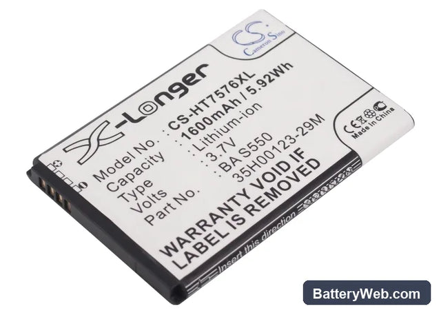 HTC 7 Pro Replacement Battery, 3.7V, 1600mAh, Li-ion 1