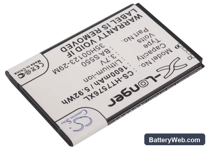 HTC 7 Pro Replacement Battery, 3.7V, 1600mAh, Li-ion 2