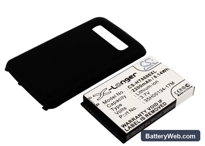 HTC 7 Trophy Replacement Battery, 3.7V, 2200mAh, Li-ion 1