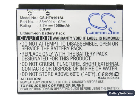 HTC Ace Replacement Battery, 3.7V, 1050mAh, Li-ion 5