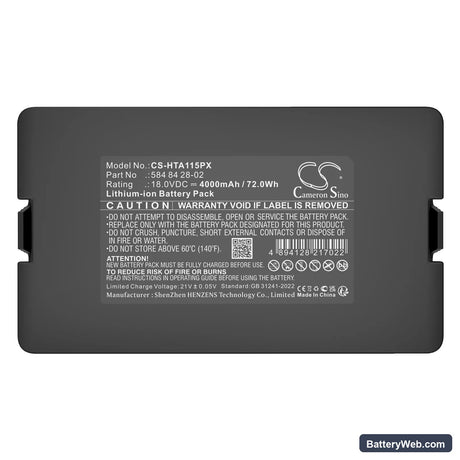 Flymo Easielife Go Replacement Battery, 18V, 4000mAh, Li-ion 5