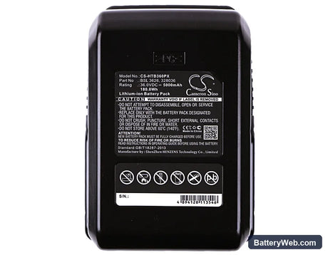 Hitachi DH 36DAL Replacement Battery, 36V, 5000mAh, Li-ion 5