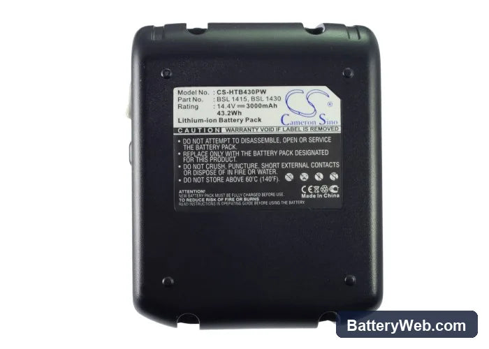 Hitachi DS 14DBL Replacement Battery, 14.4V, 3000mAh, Li-ion 4