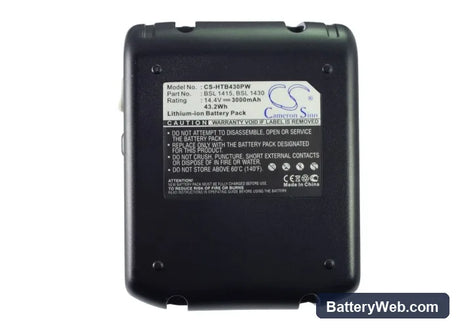 Hitachi DS 14DBL Replacement Battery, 14.4V, 3000mAh, Li-ion 4
