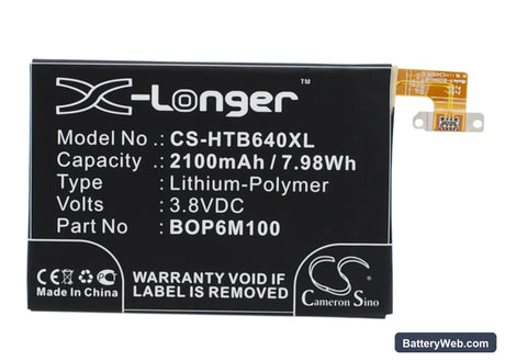 HTC One Mini 2 Replacement Battery, 3.8V, 2100mAh, Li-Polymer 1