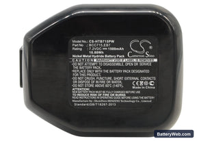 Hitachi WH6DC Replacement Battery, 7.2V, 1500mAh, Ni-MH 1