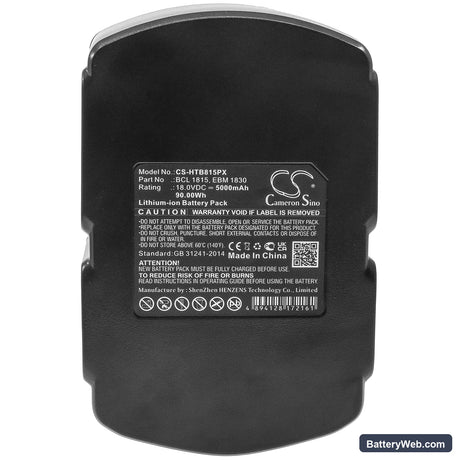 Hitachi KC 18DA Replacement Battery, 18V, 5000mAh, Li-ion 5