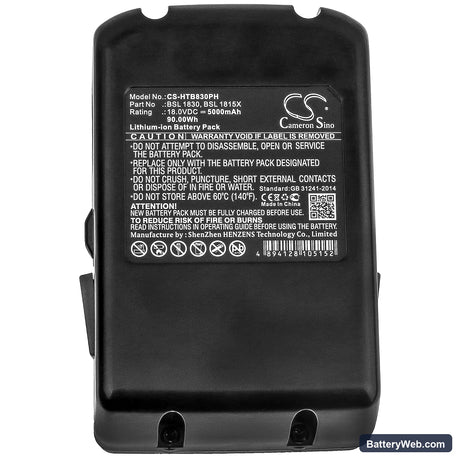 Hitachi DV 18DBL Replacement Battery, 18V, 5000mAh, Li-ion 5