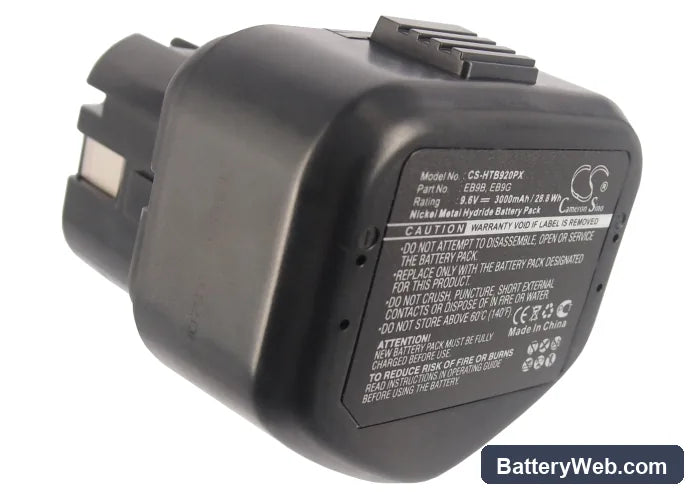 Hitachi CK 12D Replacement Battery, 9.6V, 3000mAh, Ni-MH 4