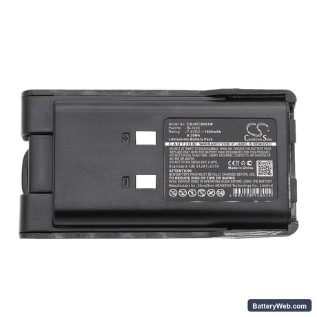 HYT TC600 Replacement Battery, 7.4V, 1250mAh, Li-ion 5