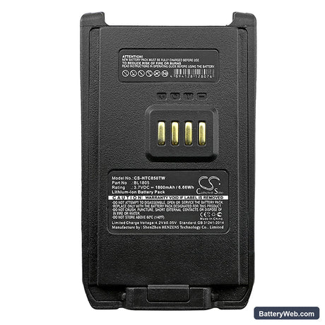 HYT PT850 Replacement Battery, 3.7V, 1800mAh, Li-ion 5