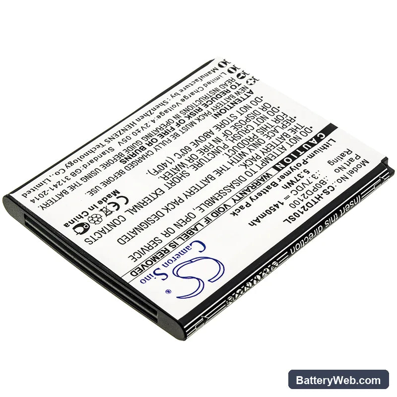 HTC Desire 210 Replacement Battery, 3.7V, 1450mAh, Li-Polymer 2