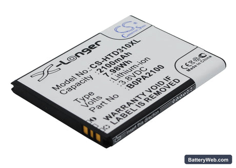 HTC D310 Replacement Battery, 3.8V, 2100mAh, Li-ion 2
