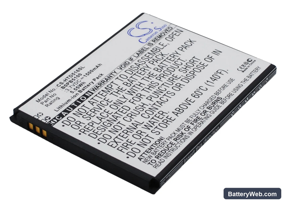 HTC Desire 516 Replacement Battery, 3.7V, 1500mAh, Li-ion 2