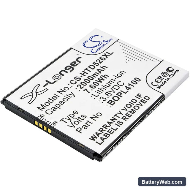 HTC Desire 526 Replacement Battery, 3.8V, 2000mAh, Li-ion 1