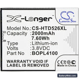 HTC Desire 526 Replacement Battery, 3.8V, 2000mAh, Li-ion 3
