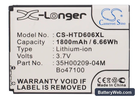 HTC Desire 606w Replacement Battery, 3.8V, 1800mAh, Li-ion 5
