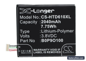 HTC Desire 610 Replacement Battery, 3.8V, 2040mAh, Li-Polymer 1
