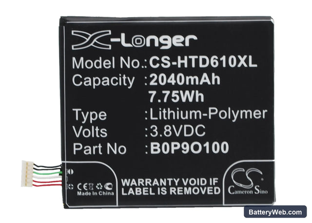 HTC Desire 610 Replacement Battery, 3.8V, 2040mAh, Li-Polymer 1