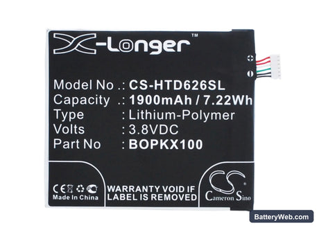 HTC Desire 626 Replacement Battery, 3.8V, 1900mAh, Li-Polymer 5