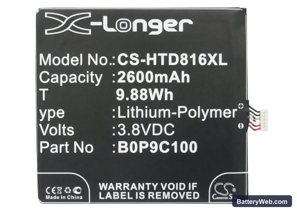 HTC A5 Replacement Battery, 3.8V, 2600mAh, Li-Polymer 5
