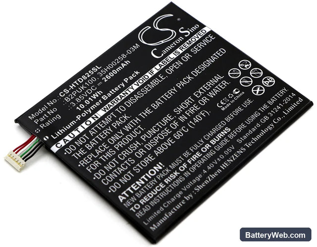 HTC Desire 825 Replacement Battery, 3.85V, 2600mAh, Li-Polymer 1