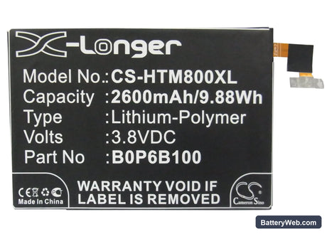 HTC M8 Replacement Battery, 3.8V, 2600mAh, Li-Polymer 5