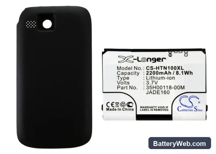 HTC Touch Cruise 2009 Replacement Battery, 3.7V, 2200mAh, Li-ion 5