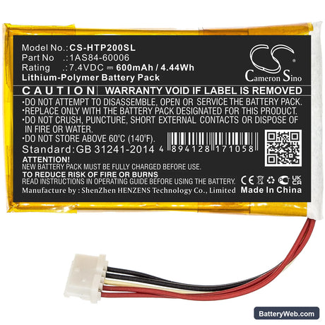 HP Sprocket 200 Replacement Battery, 7.4V, 600mAh, Li-Polymer 3