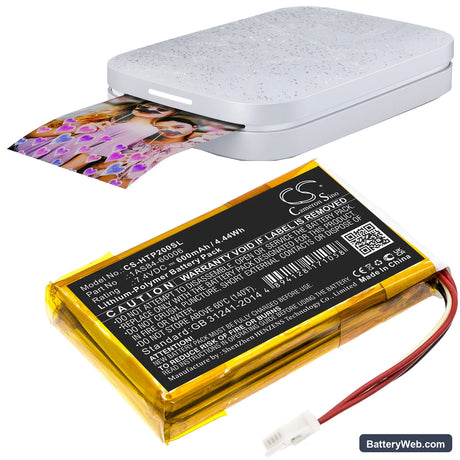 HP Sprocket 200 Replacement Battery, 7.4V, 600mAh, Li-Polymer 6