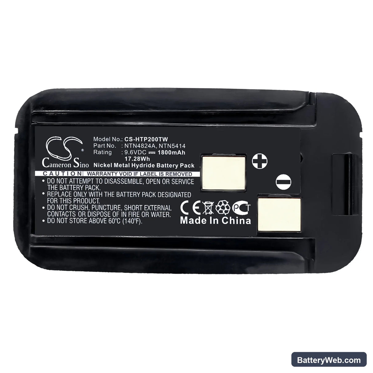 Bullard Commander MX Replacement Battery, 9.6V, 1800mAh, Ni-MH 6