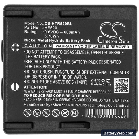 Hetronic Ergo Replacement Battery, 9.6V, 600mAh, Ni-MH 3