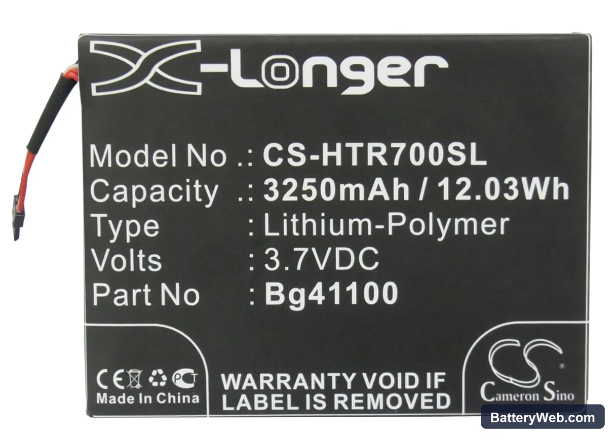 HTC R7 Replacement Battery, 3.7V, 3250mAh, Li-Polymer 5