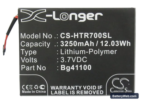 HTC R7 Replacement Battery, 3.7V, 3250mAh, Li-Polymer 5
