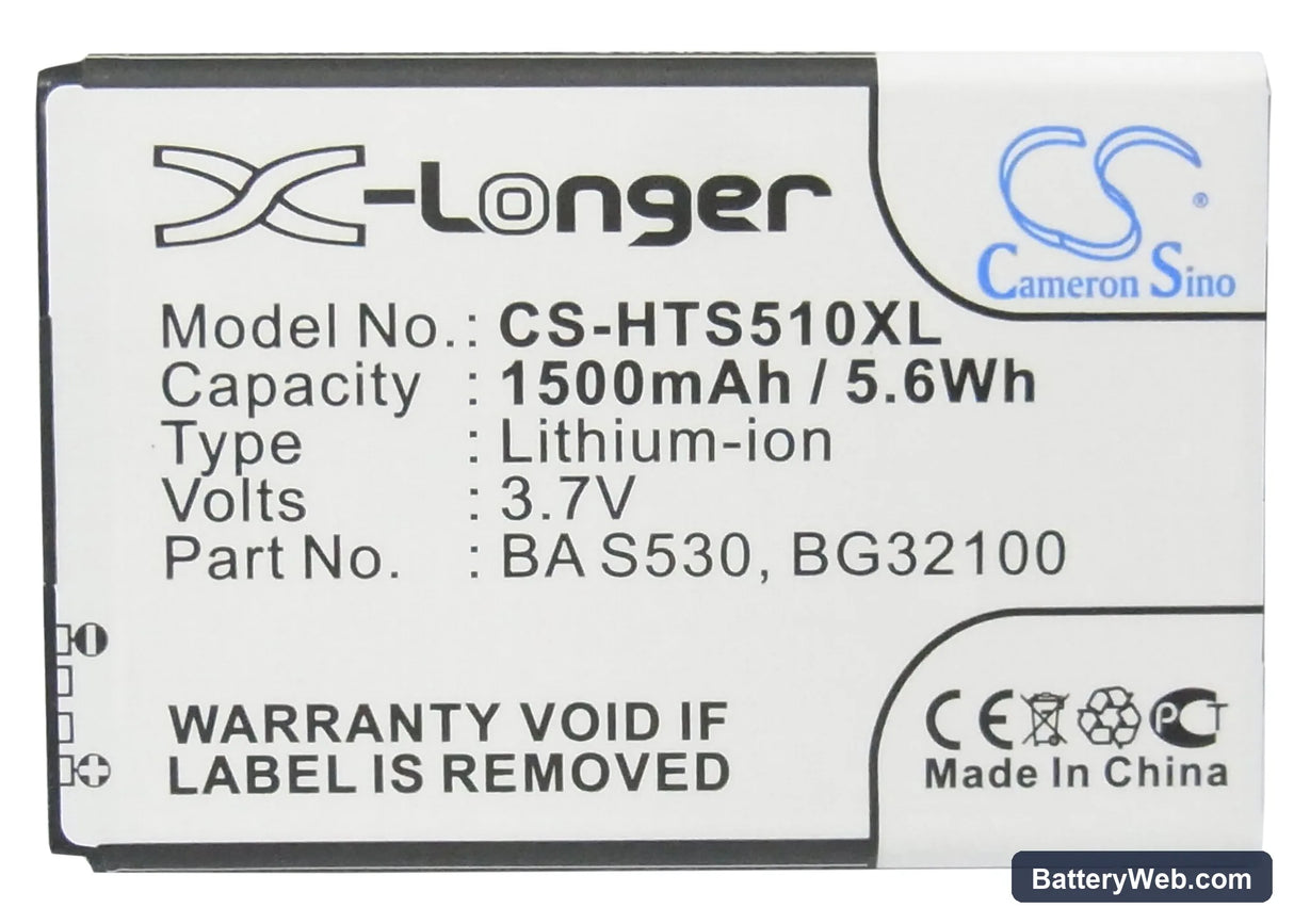 HTC Desire S Replacement Battery, 3.7V, 1500mAh, Li-ion 5