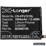 HTC U12 life Replacement Battery, 3.85V, 3500mAh, Li-Polymer 3