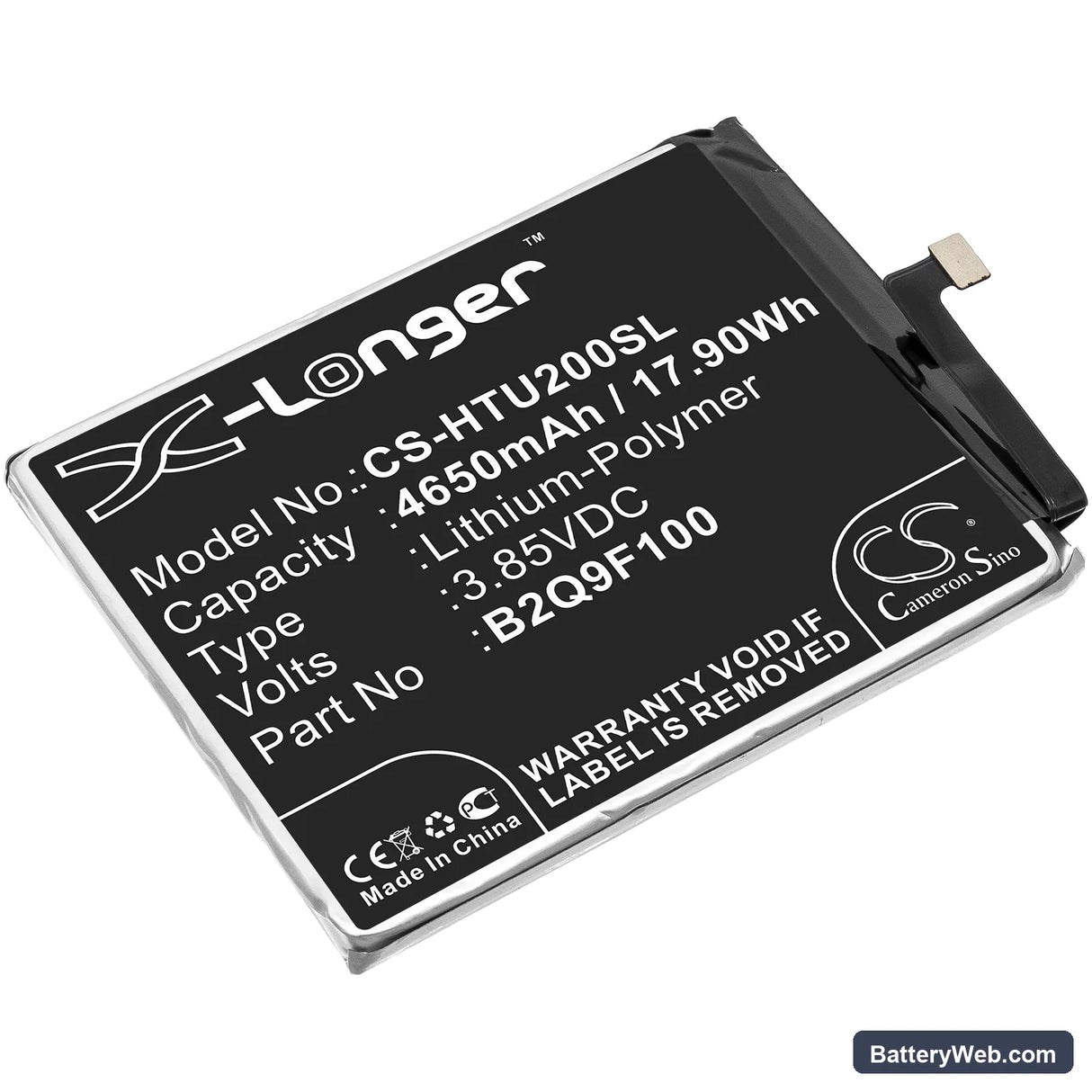 HTC U20 5G Replacement Battery, 3.85V, 4650mAh, Li-Polymer 1