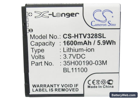 HTC Desire V Replacement Battery, 3.7V, 1600mAh, Li-ion 5