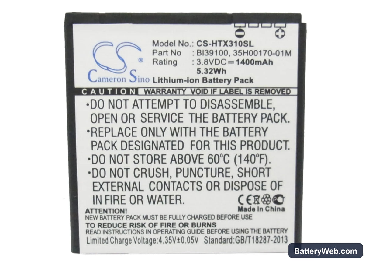 HTC Titan Replacement Battery, 3.8V, 1400mAh, Li-ion 5