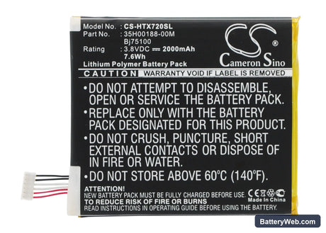 Sprint EVO 4G LTE Replacement Battery, 3.8V, 2000mAh, Li-Polymer 1