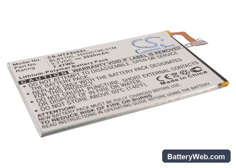 HTC J butterfly Replacement Battery, 3.8V, 2020mAh, Li-Polymer 1