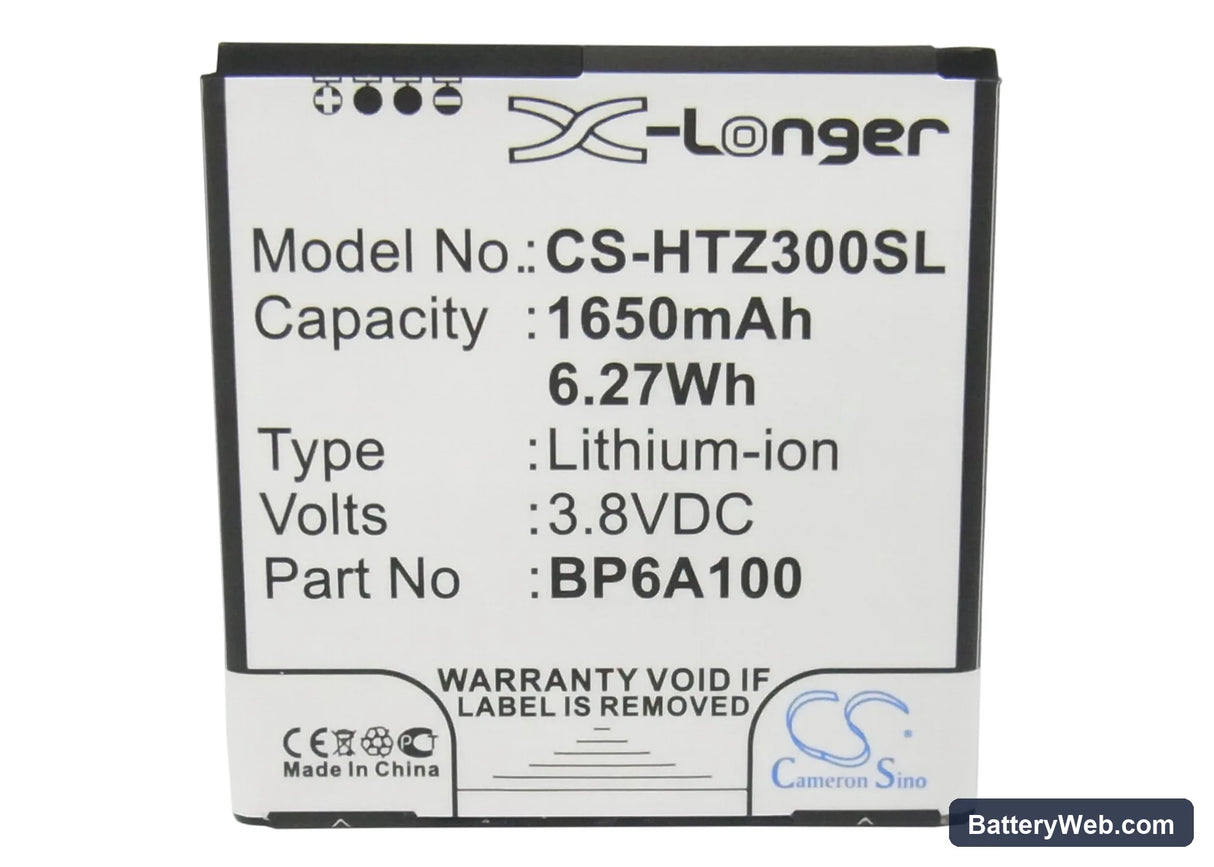 HTC Desire 300 Replacement Battery, 3.8V, 1650mAh, Li-ion 5