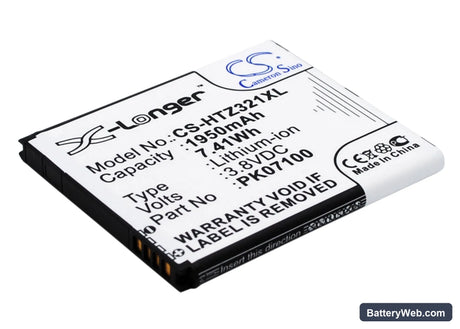 HTC J Z321e Replacement Battery, 3.8V, 1950mAh, Li-ion 2