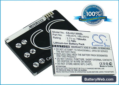 Huawei U1300 Replacement Battery, 3.7V, 750mAh, Li-ion 1