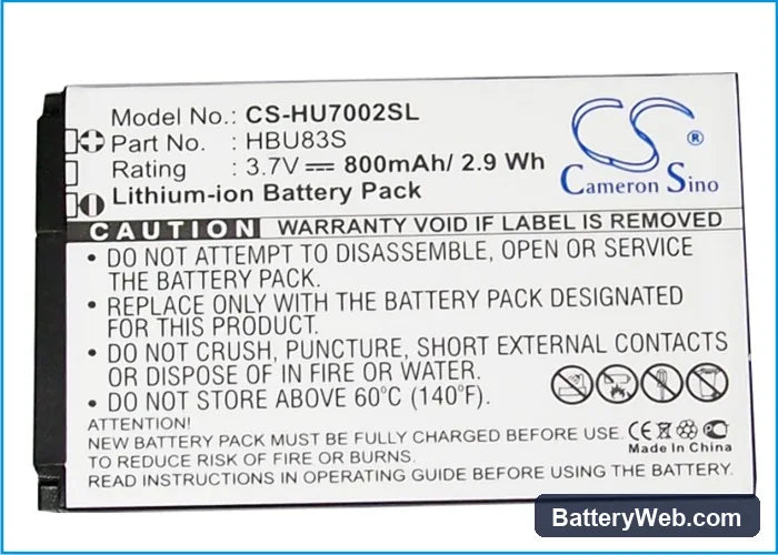Huawei G7002 Replacement Battery, 3.7V, 800mAh, Li-ion 5